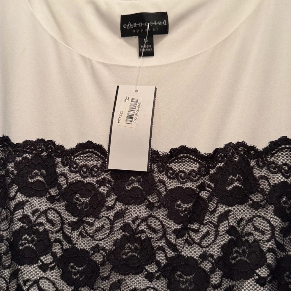 NWT BLACK LAYERED DRESS WITH WHITE & BLACK BODICE - Picture 4 of 13